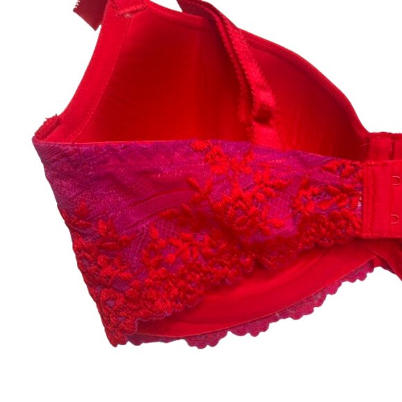 Wacoal Womens Embrace Lace T-Shirt Bra 34DD Red Pink Floral Underwire Seamless - Picture 12 of 16
